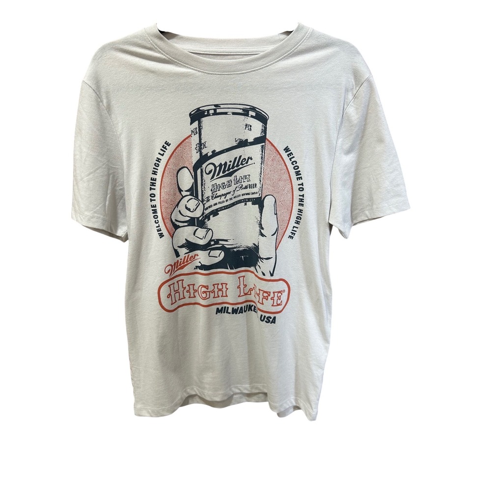 Miller High Life Beer Graphic T  Gray Mad Engine Men Small Welcome High Life